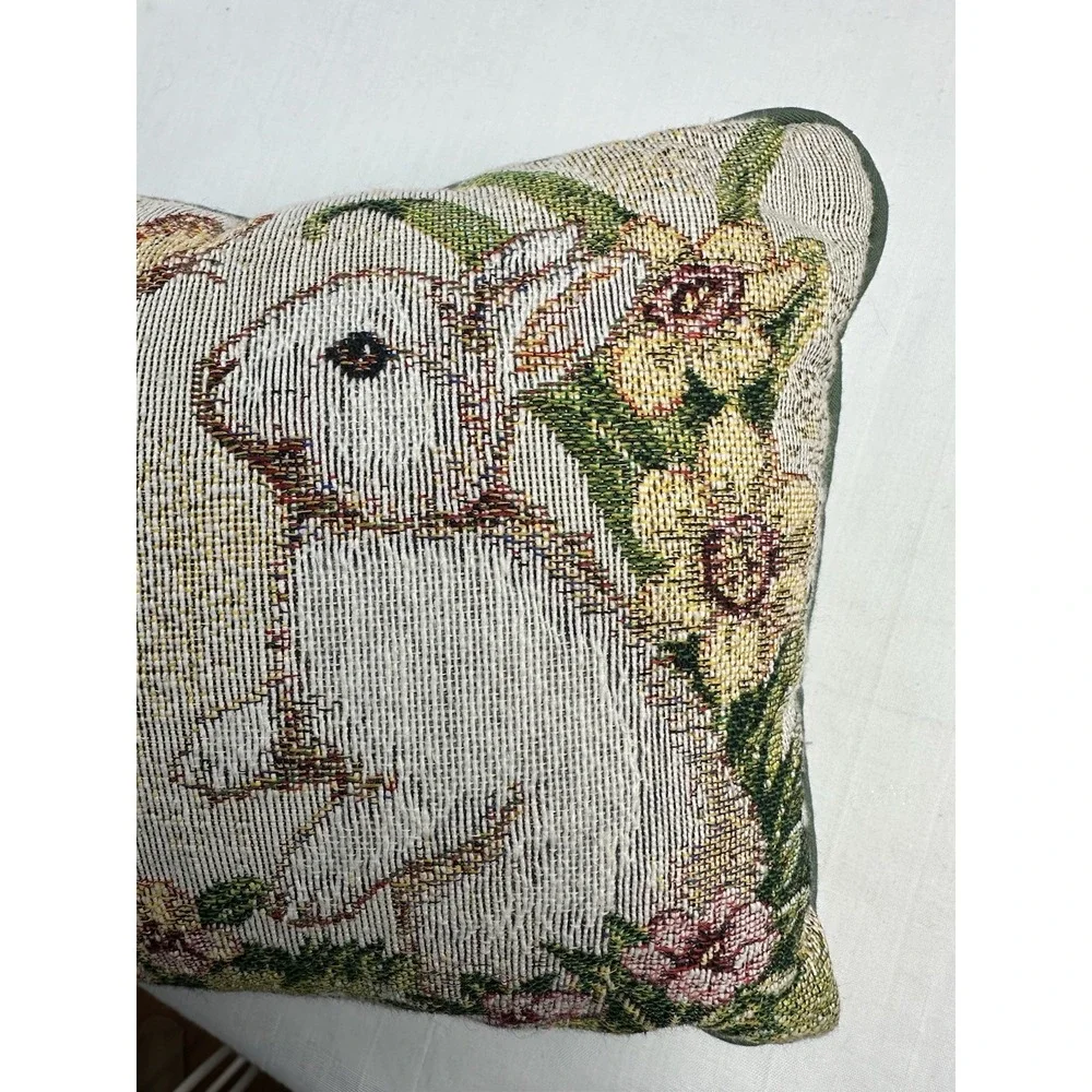 VTG Tapestry Accent Pillow Some Bunny Loves You 13 X 8